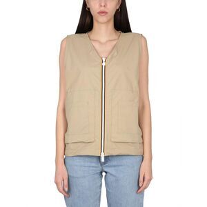 K-WAY Unisex Padded Vest with Zipper Closure Unisex Beige Vests